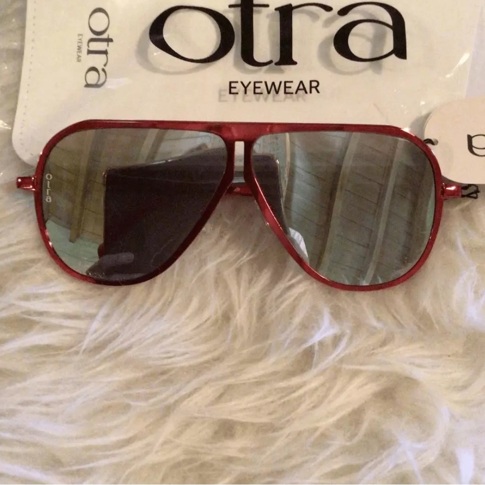 NEW! Rare OTRA red silver mirror aviators - Picture 2 of 3